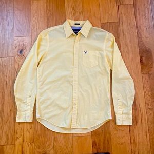 Hollister long sleeve yellow white stripe button down long sleeve shirt medium